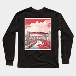 Hiroshima Japan Cherry Blossom Vintage Tourism Travel Poster Art Long Sleeve T-Shirt